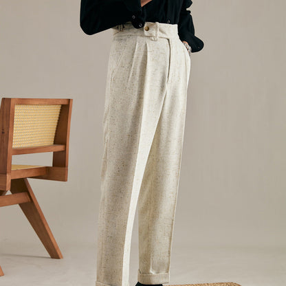 Brunello Double Pleat Linen Trousers