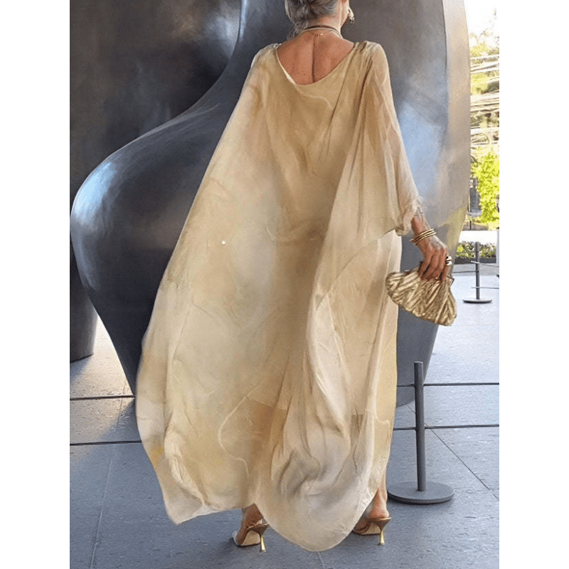 Kyra - Marble Print Chiffon Maxi Dress