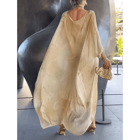 Kyra - Marble Print Chiffon Maxi Dress