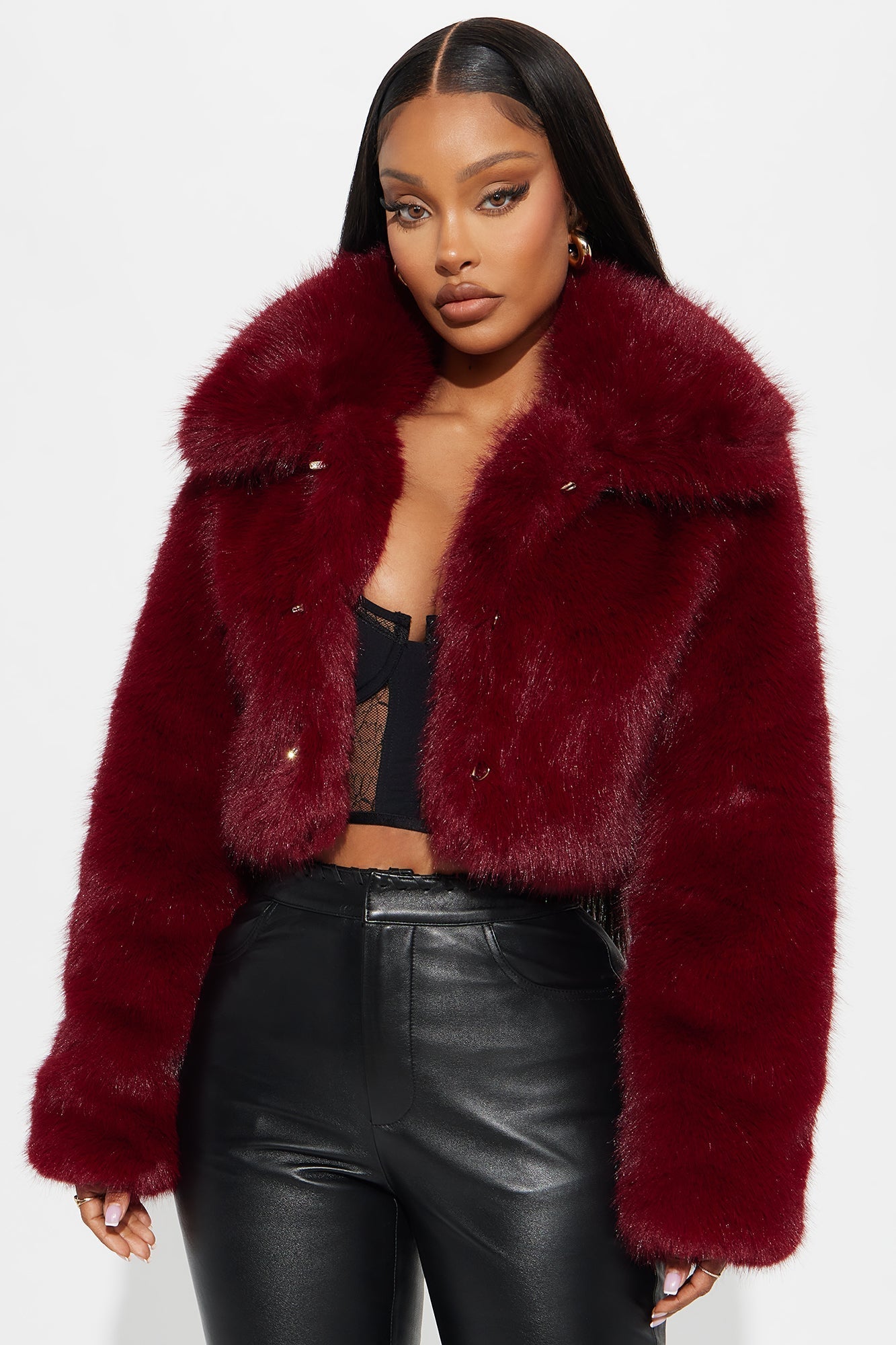 Faux Fur Coat "Kind Of Bossy" - Burgundy