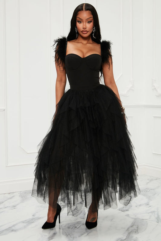 Camilla Maxi Tulle Dress - Black