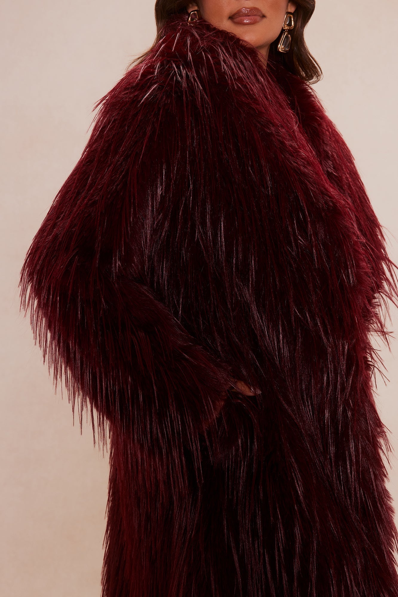 Bold Moves Only Faux Fur Jacket - Wine
