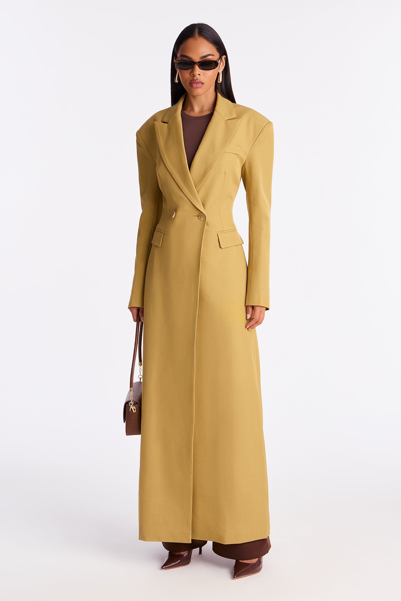 Wescott Crossed Crepe Coat - Mustard