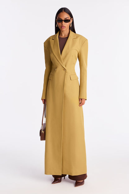 Wescott Crossed Crepe Coat - Mustard