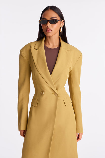 Wescott Crossed Crepe Coat - Mustard