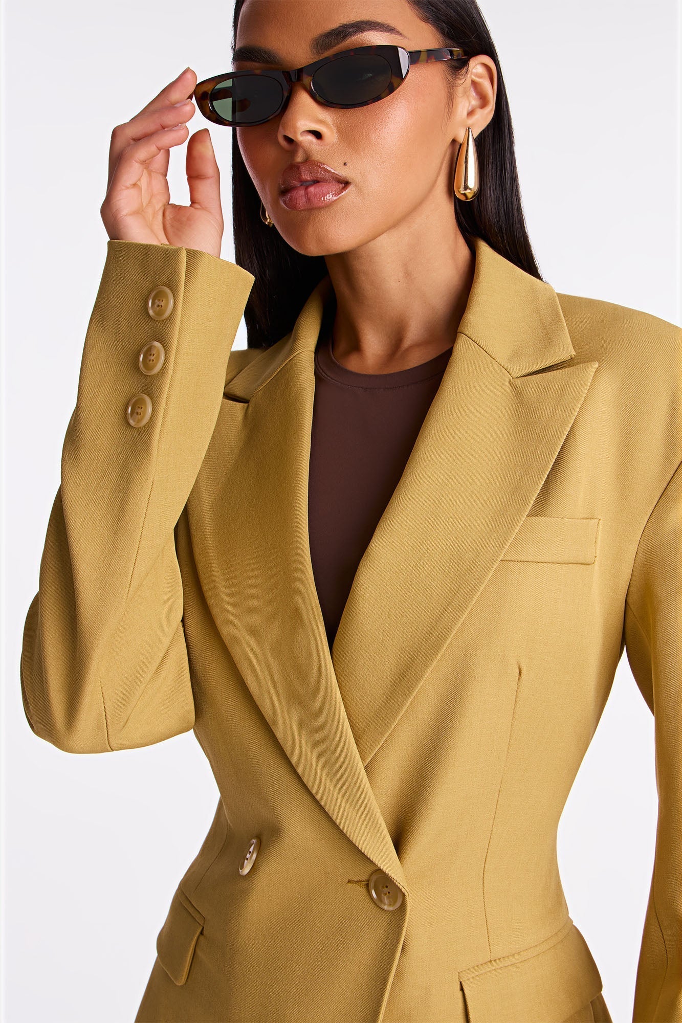 Wescott Crossed Crepe Coat - Mustard