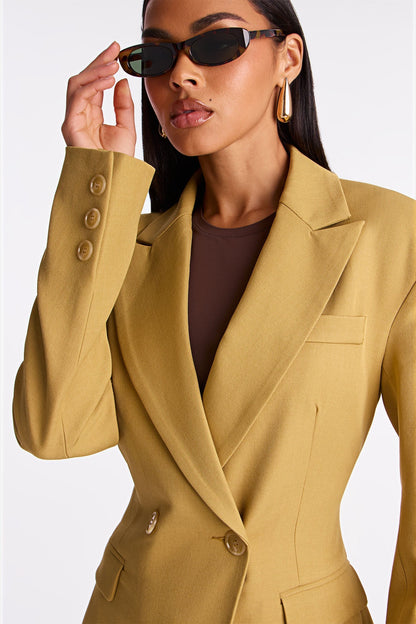 Wescott Crossed Crepe Coat - Mustard