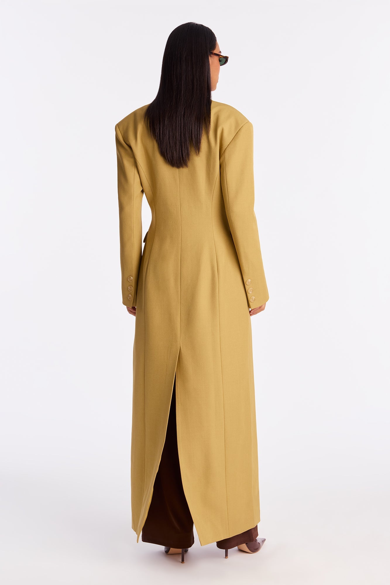 Wescott Crossed Crepe Coat - Mustard