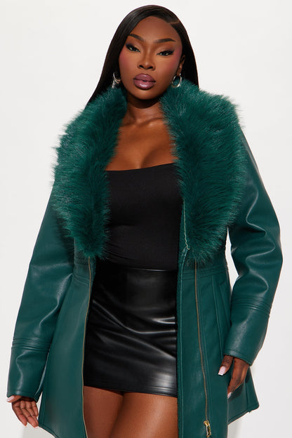Faux Leather Coat After Hours - Hunter