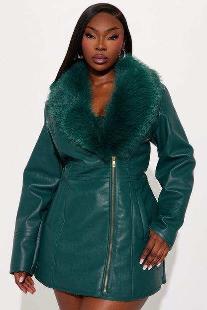 Faux Leather Coat After Hours - Hunter