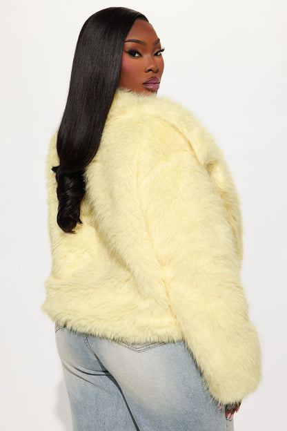 Kennedy Faux Fur Coat - Butter Yellow