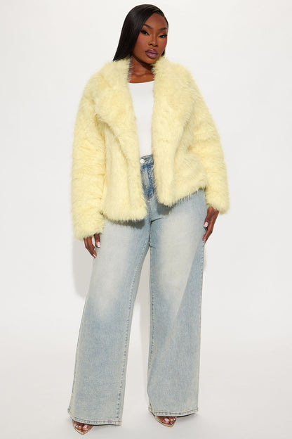 Kennedy Faux Fur Coat - Butter Yellow