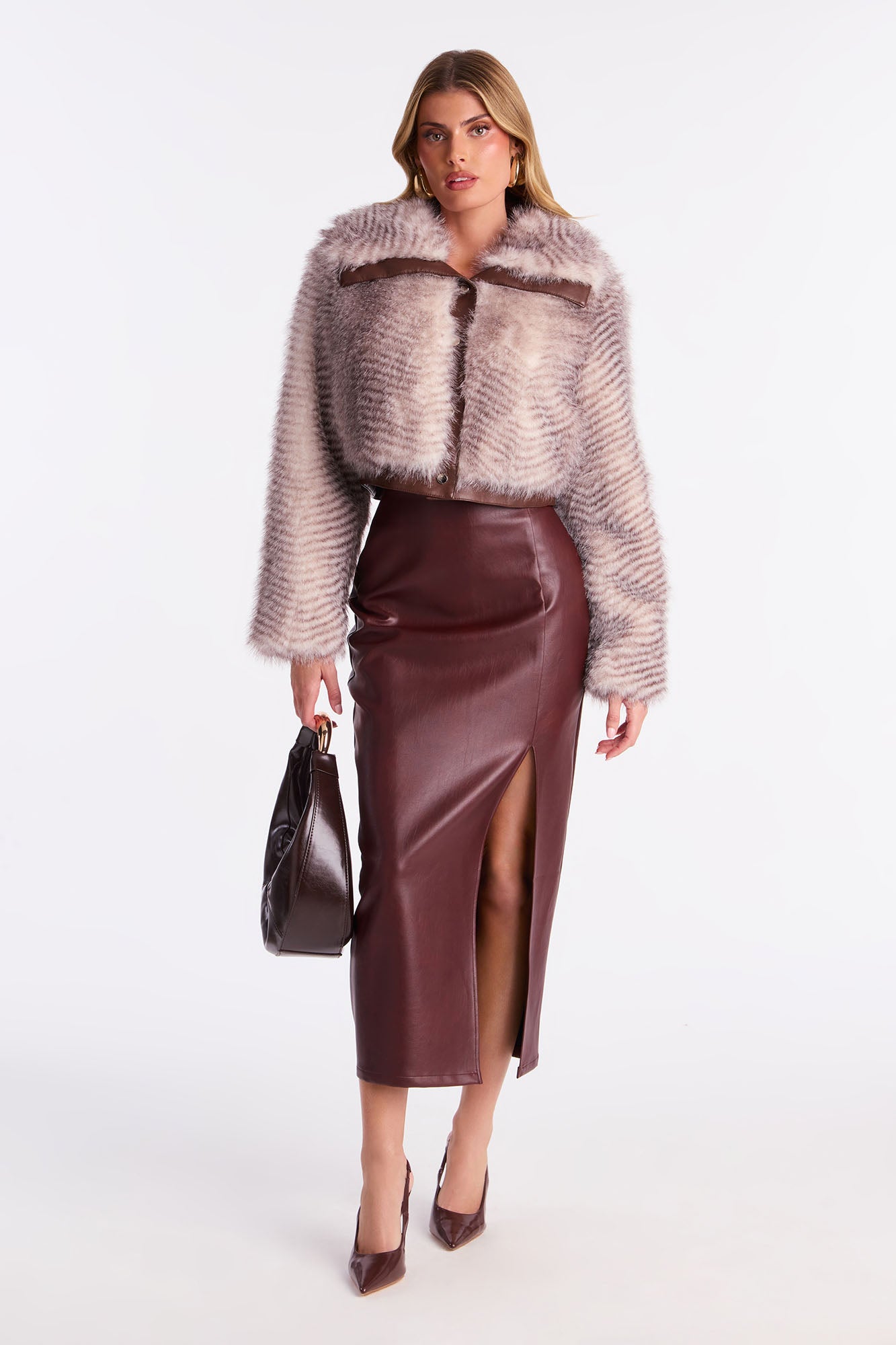 Animal Print Faux Fur Coat Women's Fatality - Brown/Combo