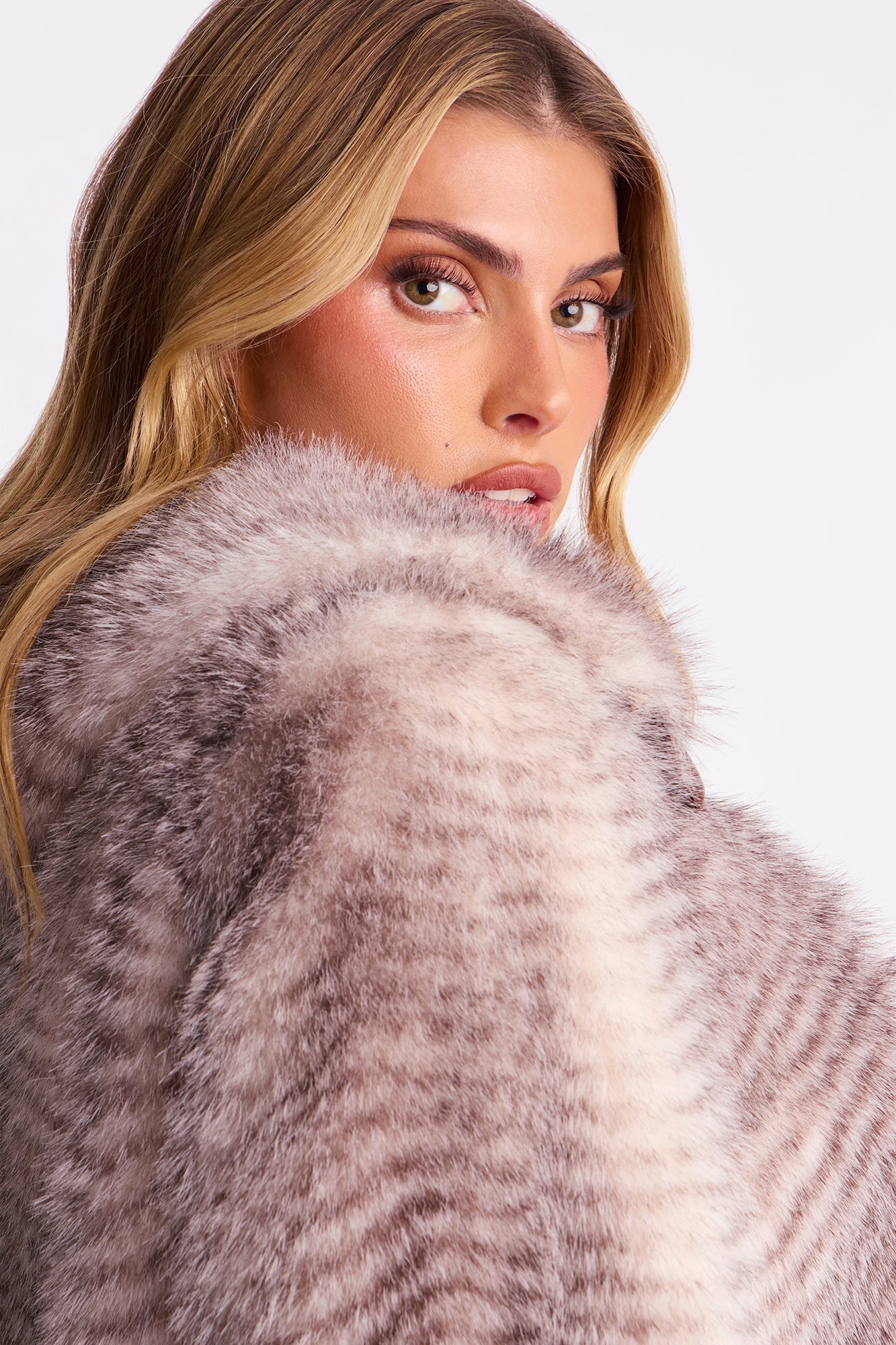 Animal Print Faux Fur Coat Women's Fatality - Brown/Combo