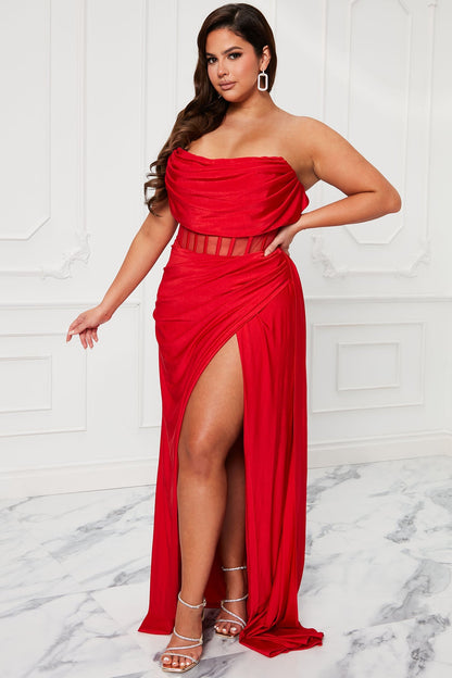 Layla Maxi Corset Dress - Red