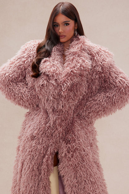 Freya Synthetic Fur Coat - Pink