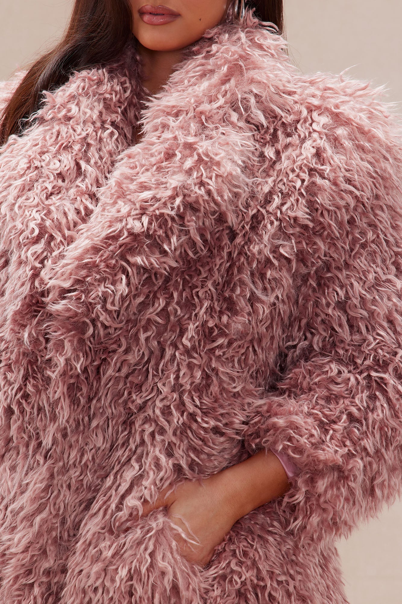 Freya Synthetic Fur Coat - Pink