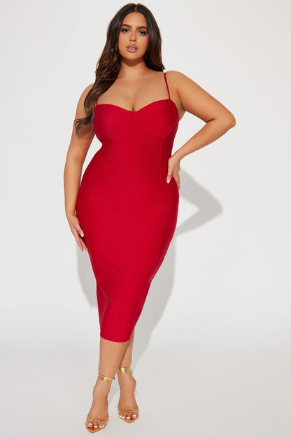 Becky Midi Bandage Dress - Red