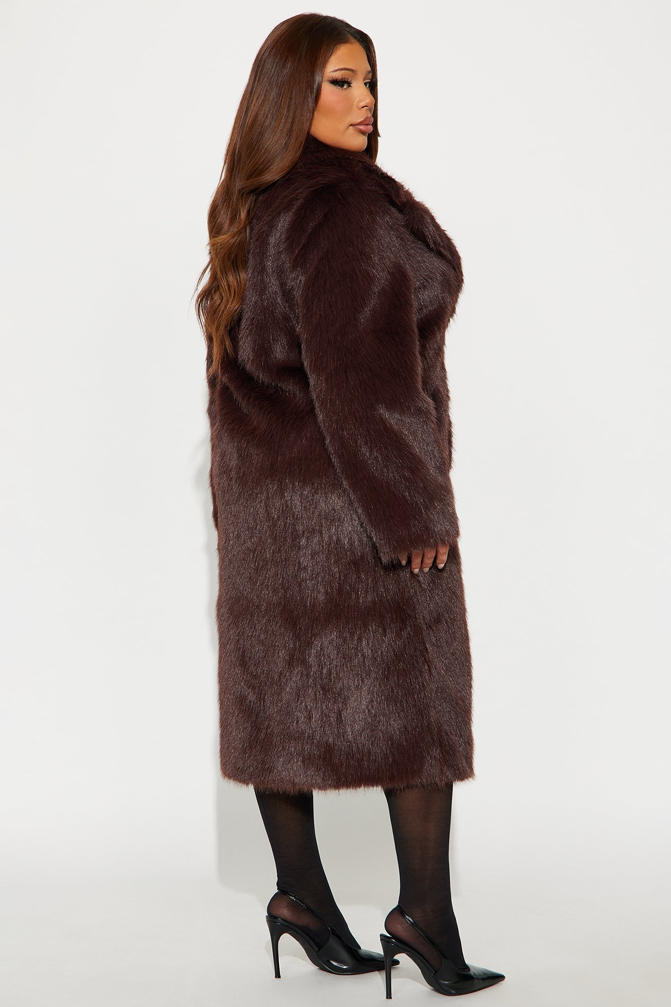Faux Fur Coat Steal The Show - Brown