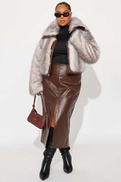Animal Print Faux Fur Coat Women's Fatality - Brown/Combo