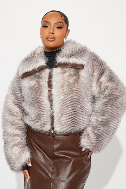 Animal Print Faux Fur Coat Women's Fatality - Brown/Combo