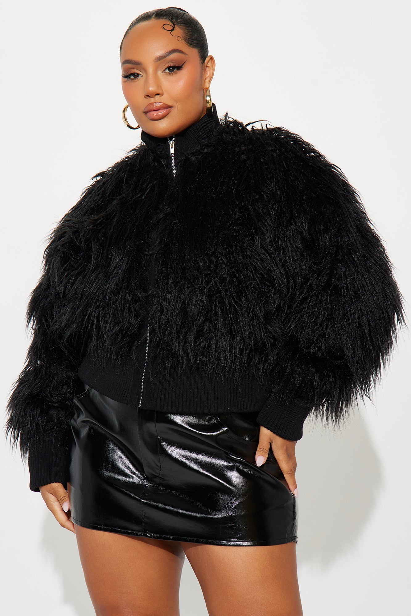 Sienna Faux Fur Jacket - Black