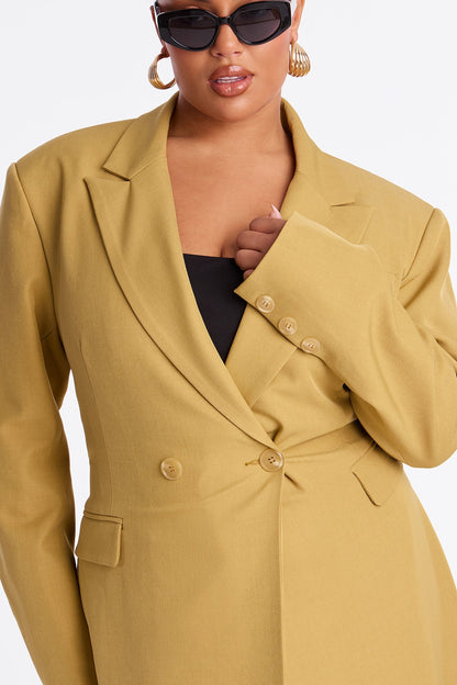 Wescott Crossed Crepe Coat - Mustard