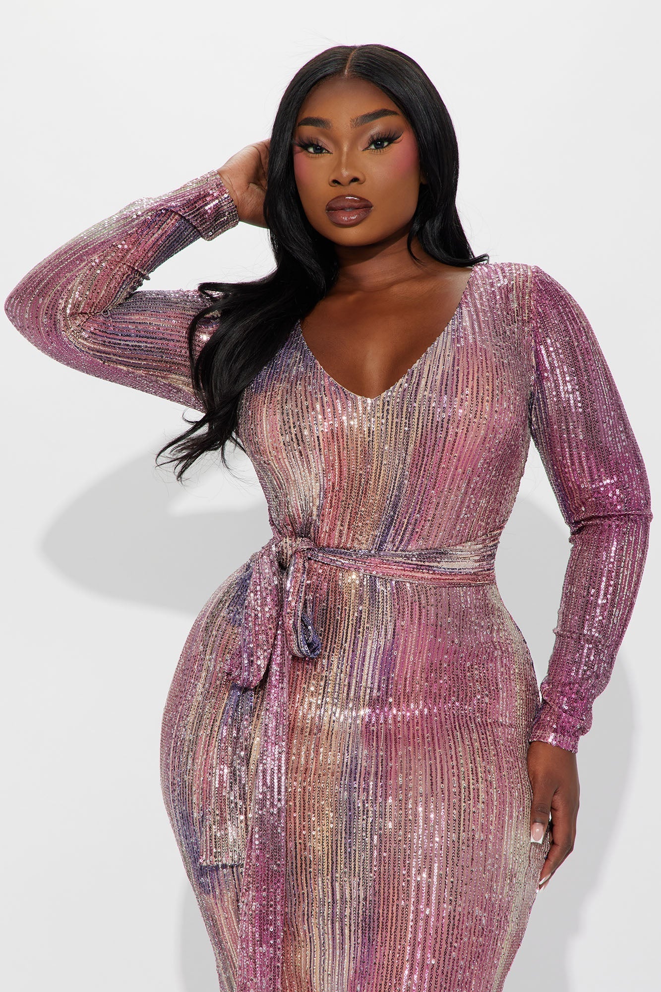 Serelle Midi Sequin Dress - Pink/Combo