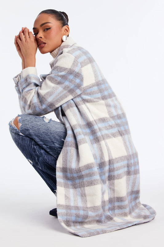 Chic Plaid Coat Persuasion - Blue/Combo