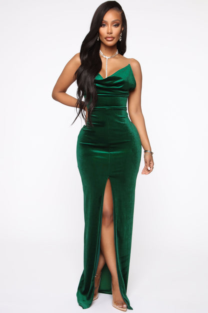 Your Velvet Maxi Dress - Hunter