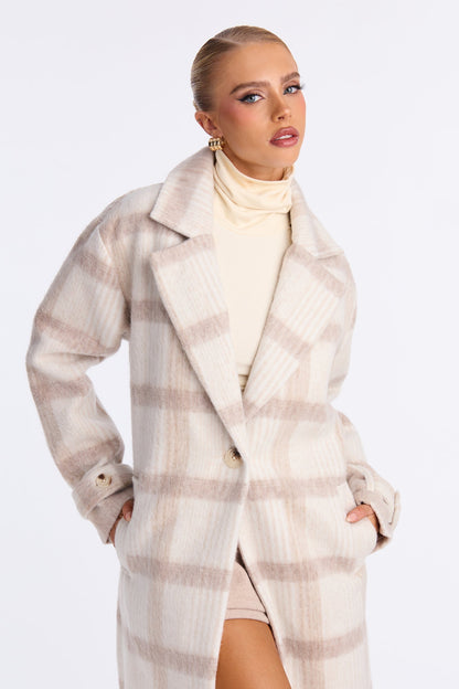 Chic Plaid Coat Persuasion - Taupe/combo