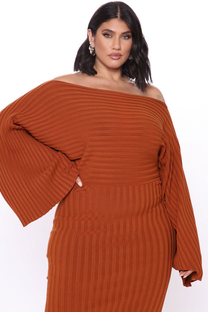 Midi Pull Dress - Cognac