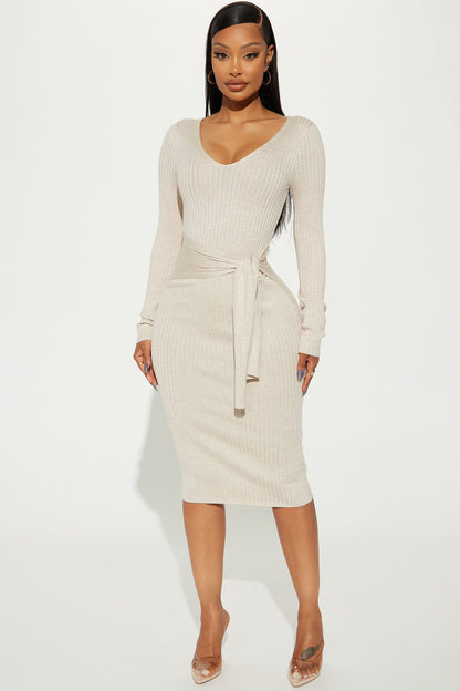 Marisa Midi Pull Dress - Oatmeal