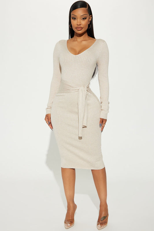 Marisa Midi Pull Dress - Oatmeal