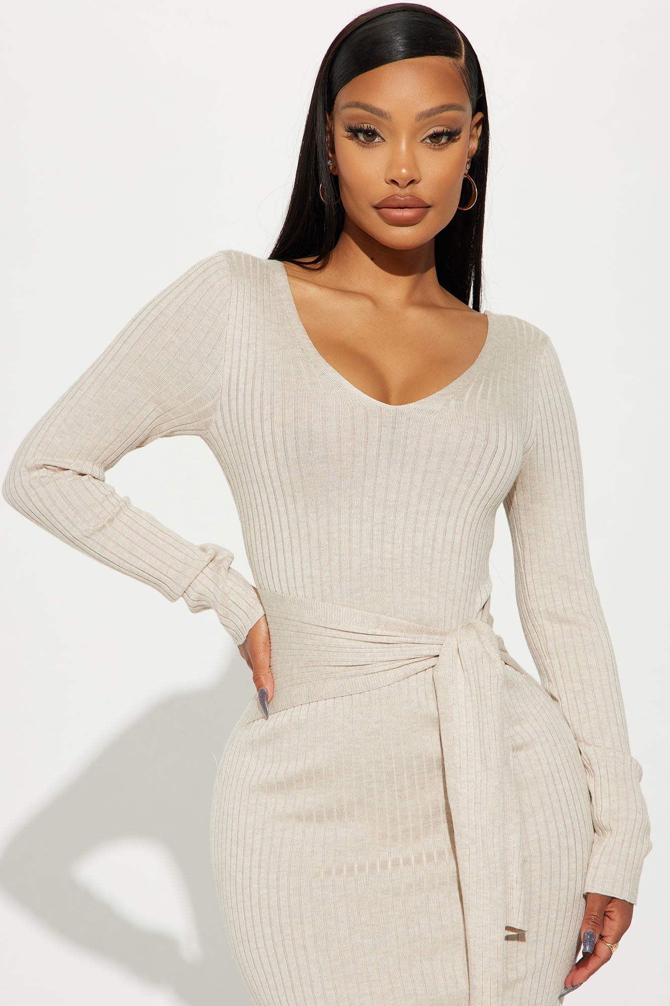 Marisa Midi Pull Dress - Oatmeal
