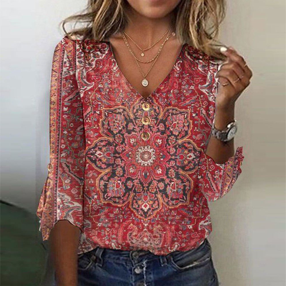 Arabella | Classic Printed Red Top