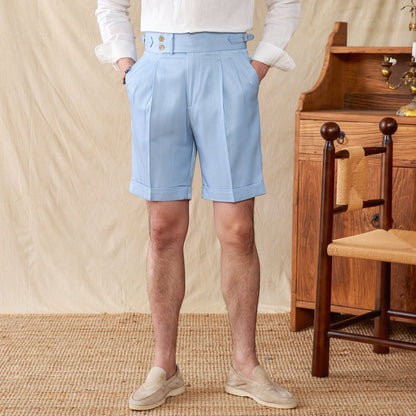 Pleated Cotton Blend Bermudas St. Barts