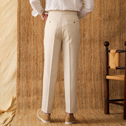Monaco Double Pleat Linen Trousers