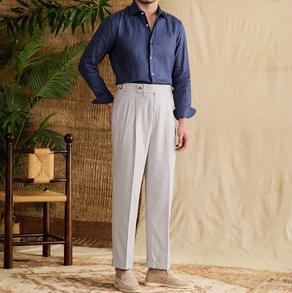 Monaco Double Pleat Linen Trousers