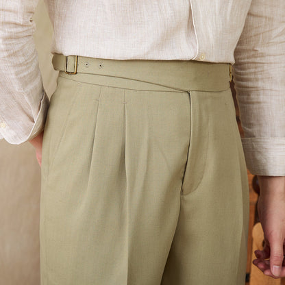 Gurka Pleated Bermudas in Linen Blend Roma