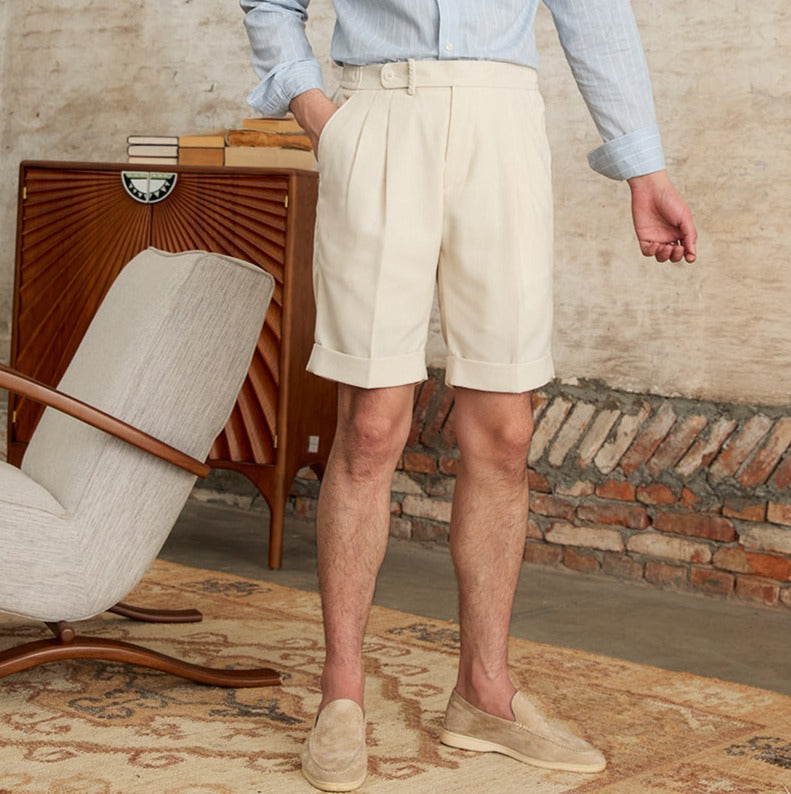 Prato Double Pleat Linen Blend Bermuda Shorts