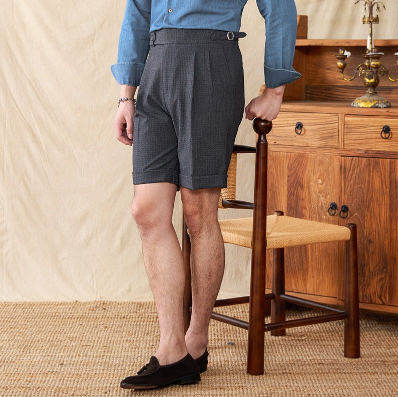 Cagliari Pleated Seersucker Waffle Shorts