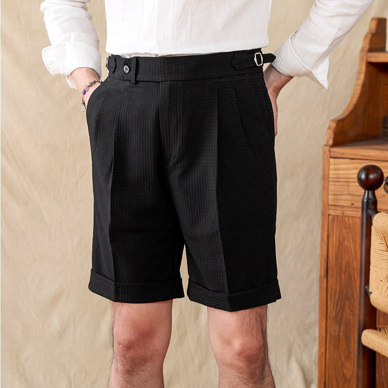 Cagliari Pleated Seersucker Waffle Shorts