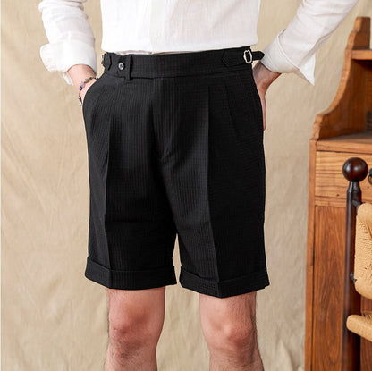 Cagliari Pleated Seersucker Waffle Shorts