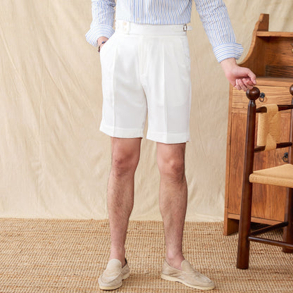 Pleated Cotton Blend Bermudas St. Barts