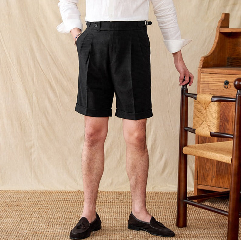 Cagliari Pleated Seersucker Waffle Shorts