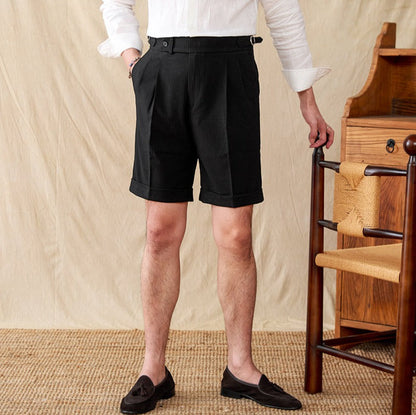 Cagliari Pleated Seersucker Waffle Shorts