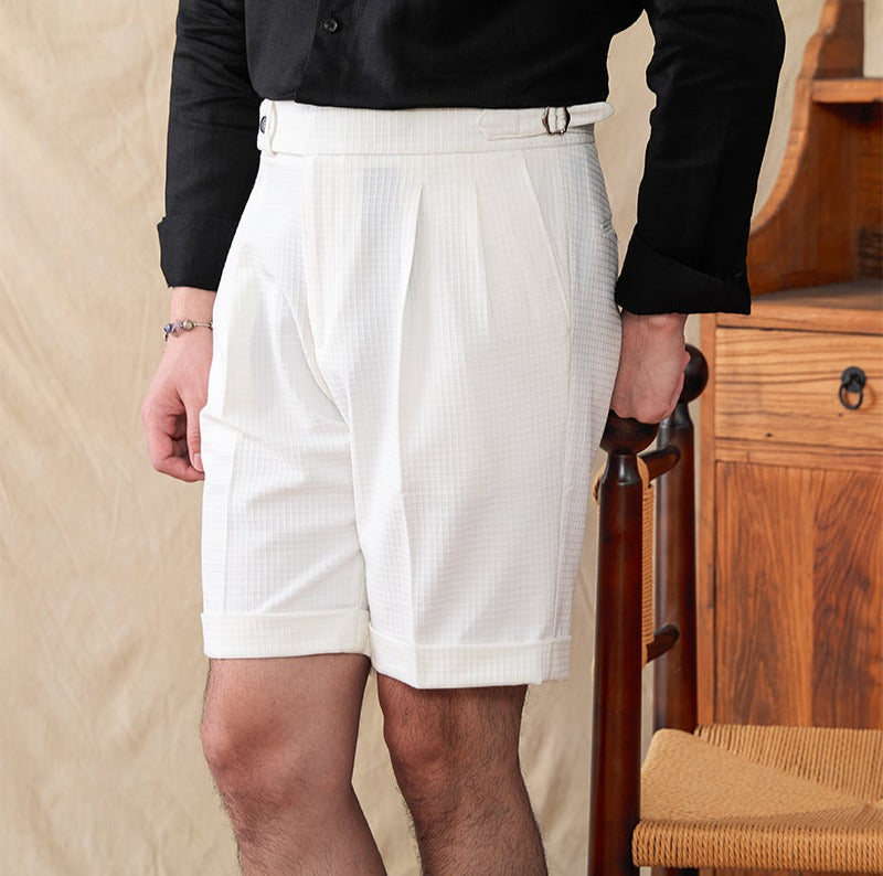 Cagliari Pleated Seersucker Waffle Shorts