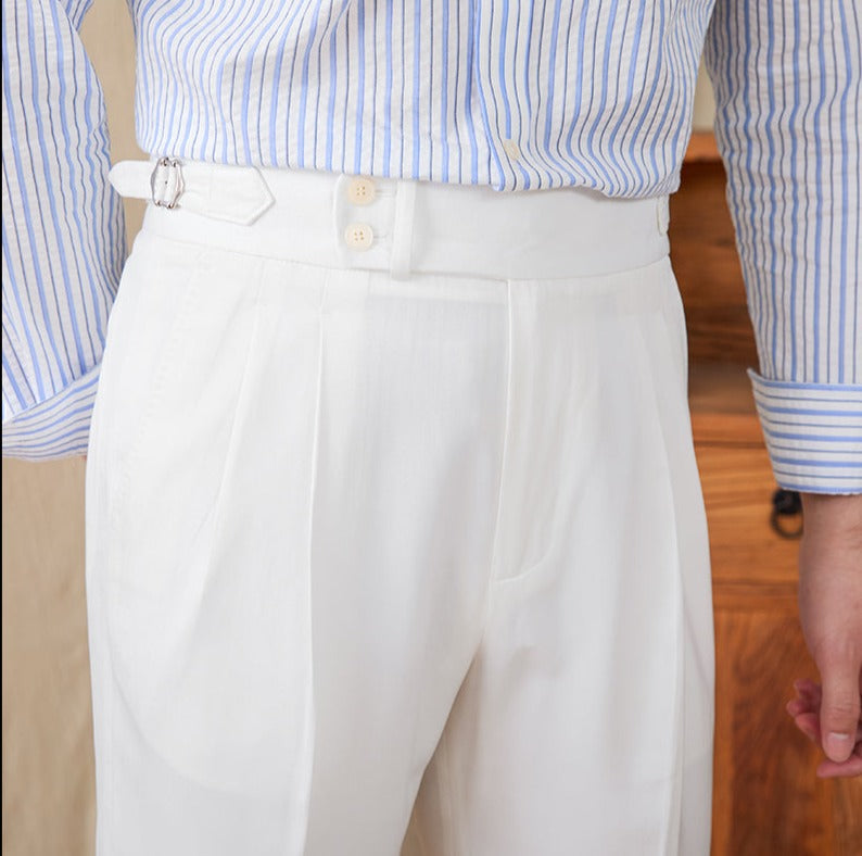 Pleated Cotton Blend Bermudas St. Barts