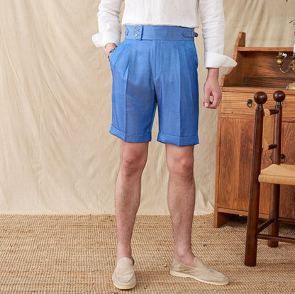 Pleated Cotton Blend Bermudas St. Barts